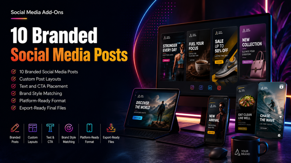 Social Creative Design Add-Ons - 10 Branded Posts