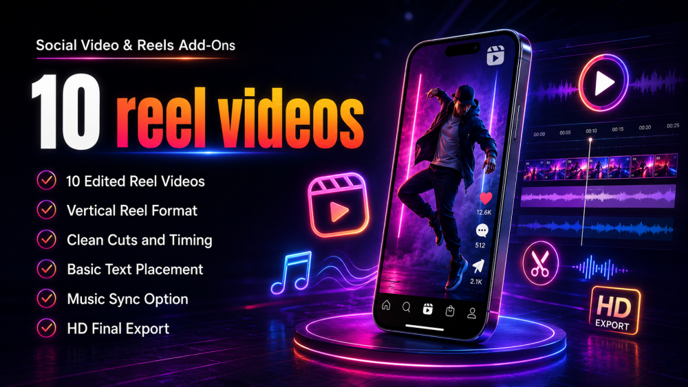 Social Video & Reels Add-Ons - 10 Reel Videos