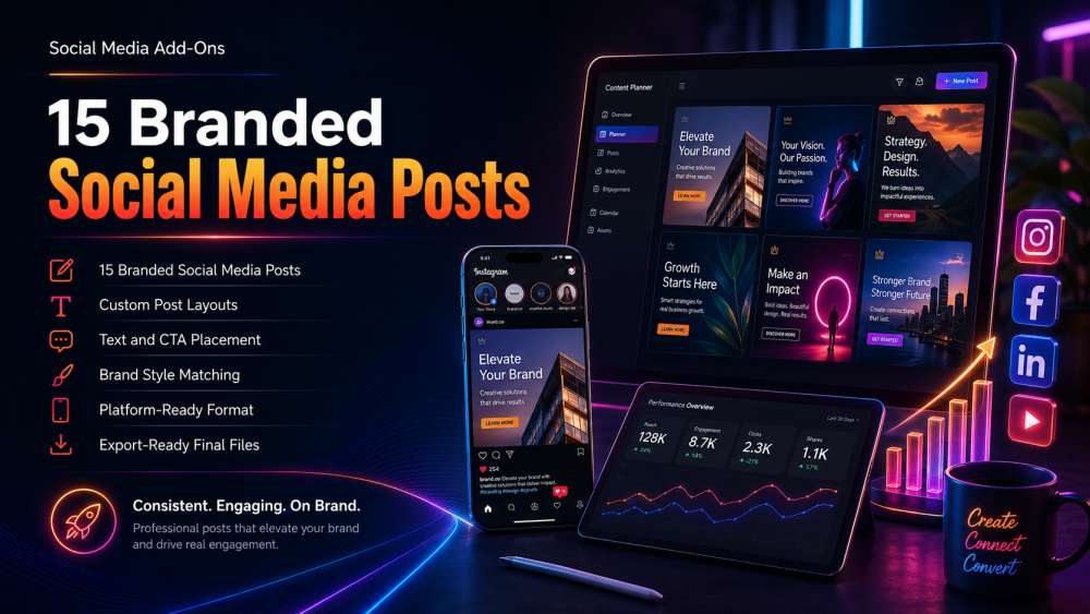 Social Creative Design Add-Ons - 15 Branded Posts