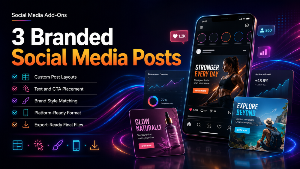 Social Creative Design Add-Ons - 3 Branded Posts