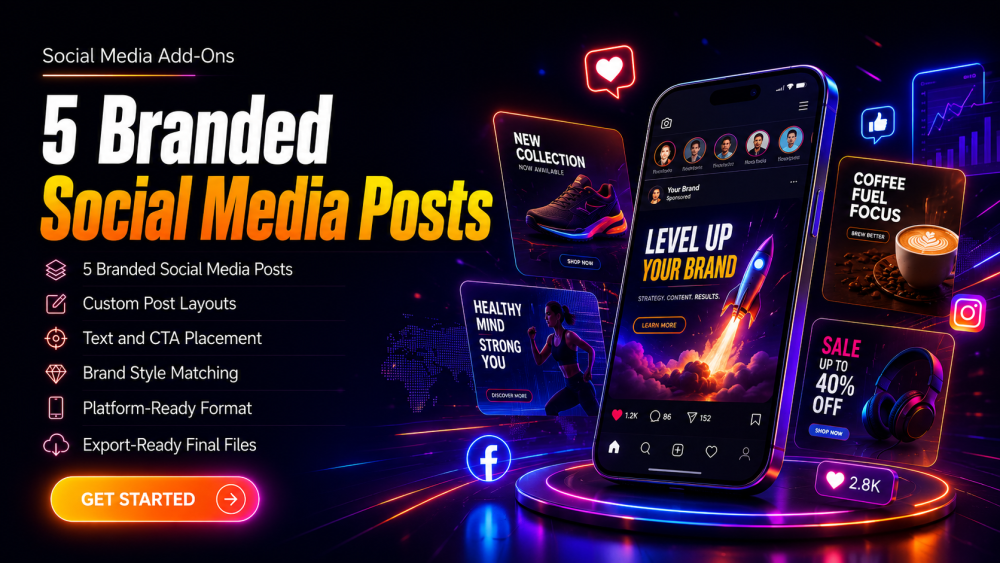 Social Creative Design Add-Ons - 5 Branded Posts
