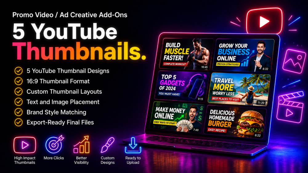 Social Media Add-Ons - 5 YouTube Thumbnails