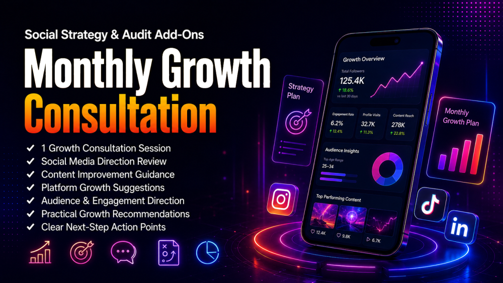 Social Strategy & Audit Add-Ons - Monthly Growth Consultation