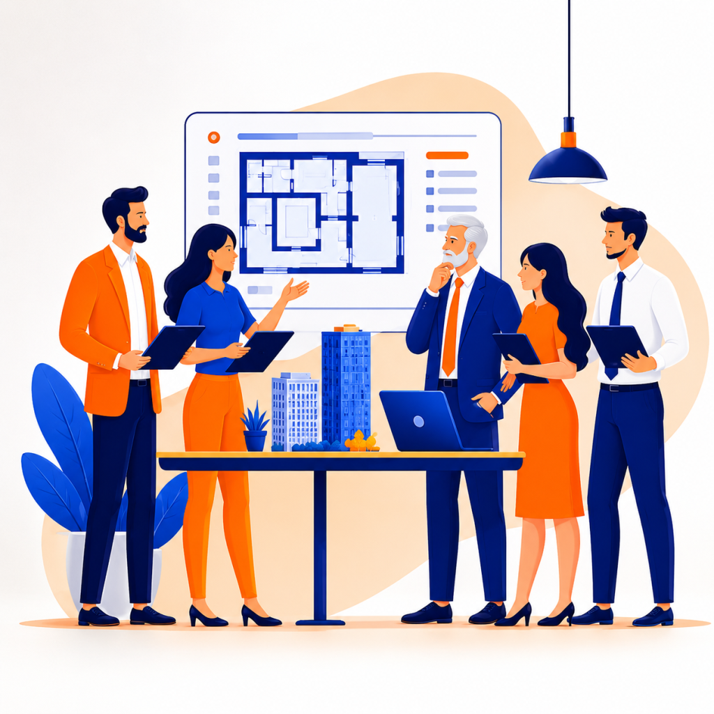 Architecture and construction business creative illustration