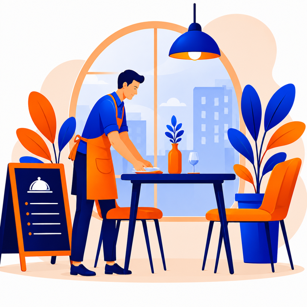 Hotel and restaurant business creative service illustration