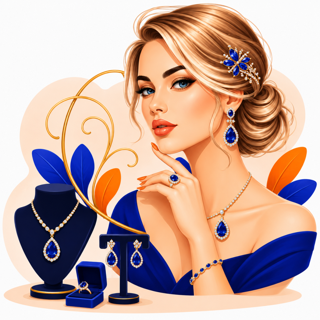 Jewellery business branding and marketing illustration