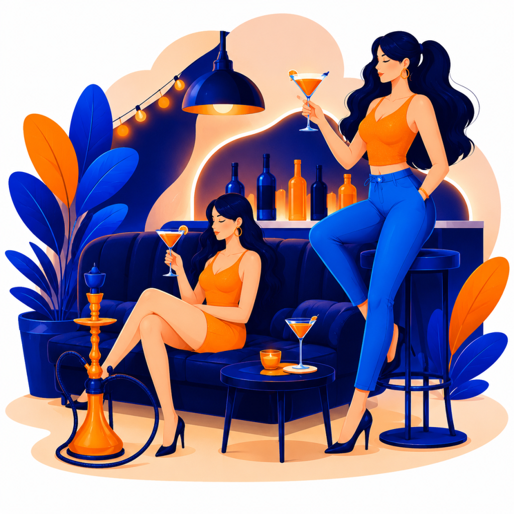 Night bars and clubs business illustration